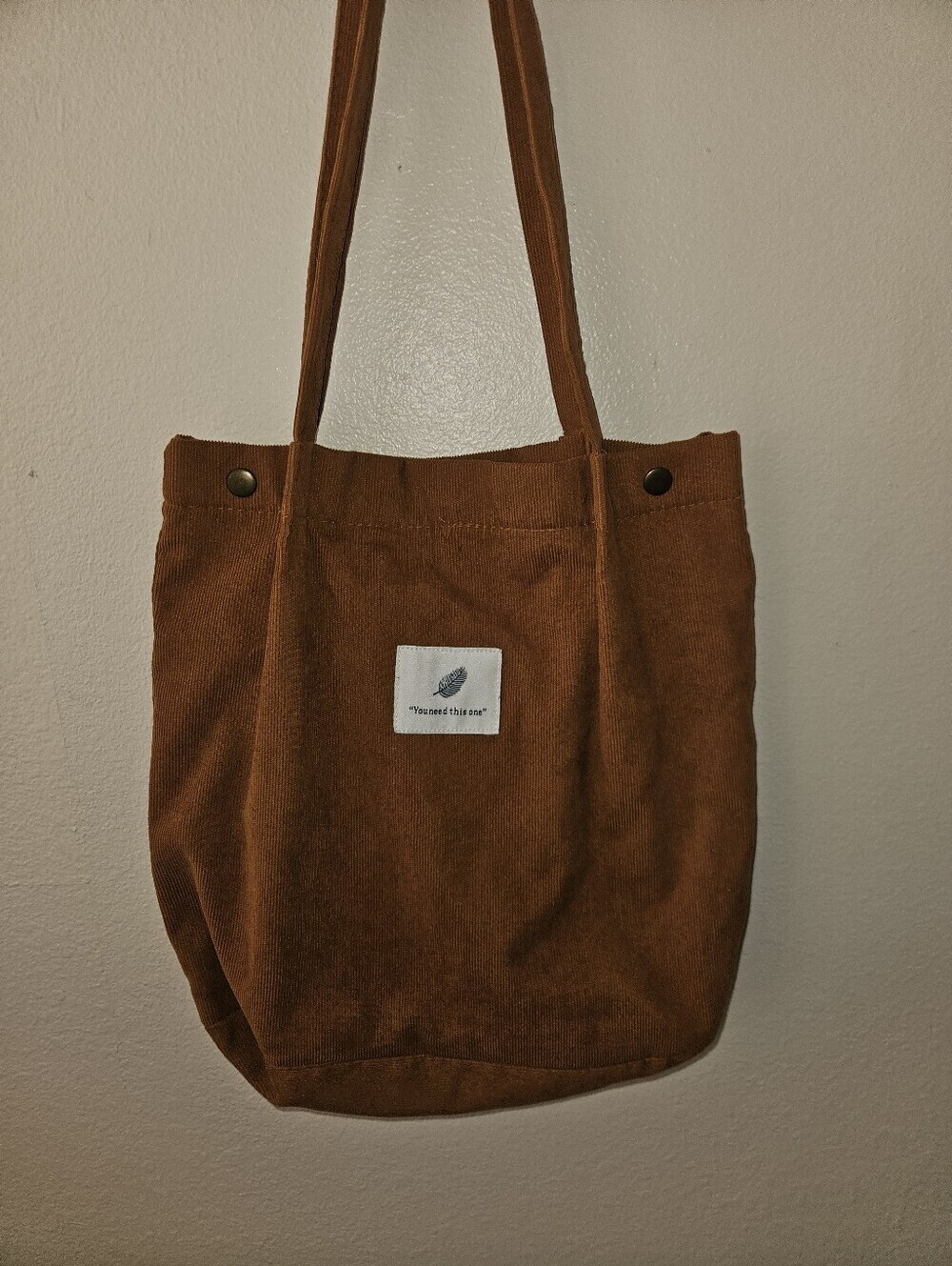 You Need This One Brown Corduroy Tote Bag